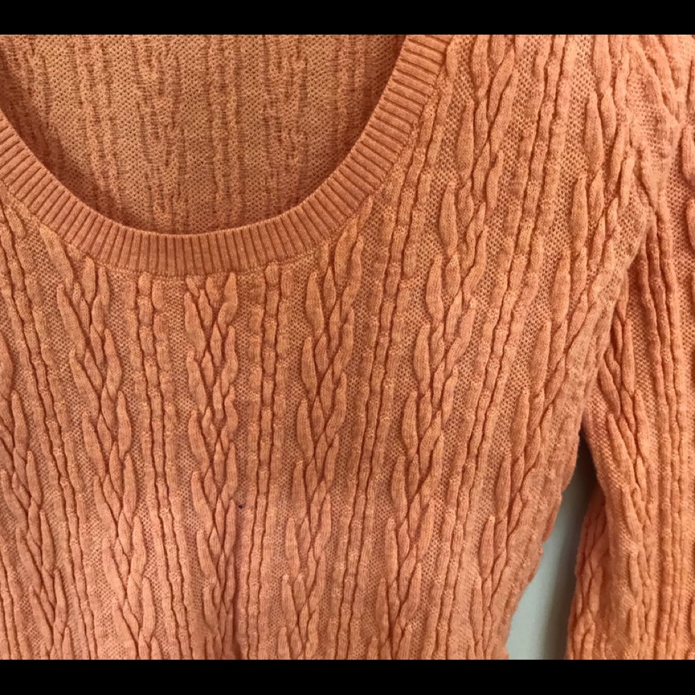 Free People Small Orange Cropped Cable Knit Sweater Sz: L - Picture 8 of 9